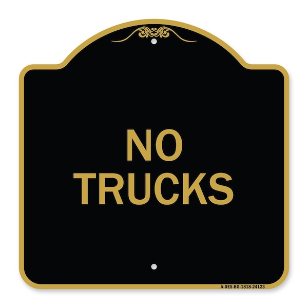 Signmission Designer Series Sign Driveway Sign No Trucks, Black & Gold Aluminum Sign, 18" x 18", BG-1818-24123 A-DES-BG-1818-24123 - main
